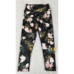 Onzie Flow Highrise Basic  Sz XL Gym Training‎ Women's  Black Floral Running